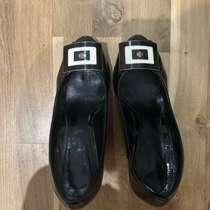 Tory Burch patent leather wedge sandals